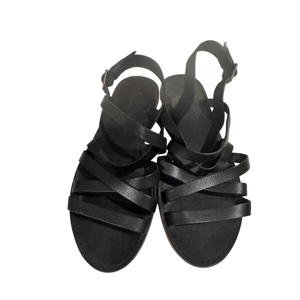 Madewell The Boardwalk Gladiator Sandals Black Leather Strappy Flat G2006 8.5
